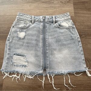 Pacsun Denim Skirt Full Zipper Distressed
